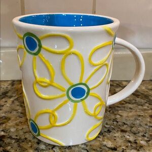 2007 Starbucks Hand Painted Flowers Yellow Daisies Mug Cup 16oz
